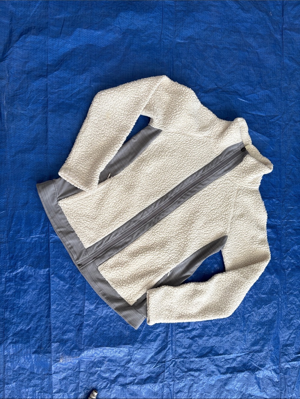 Fila Cream Teddy Jacket with Gray Trim